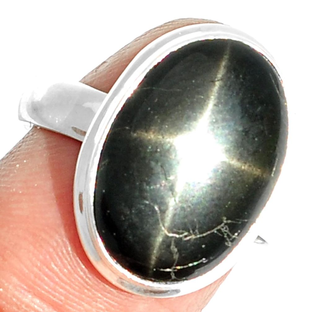 9.33cts natural black star 925 sterling silver ring jewelry size 7.5 m63281