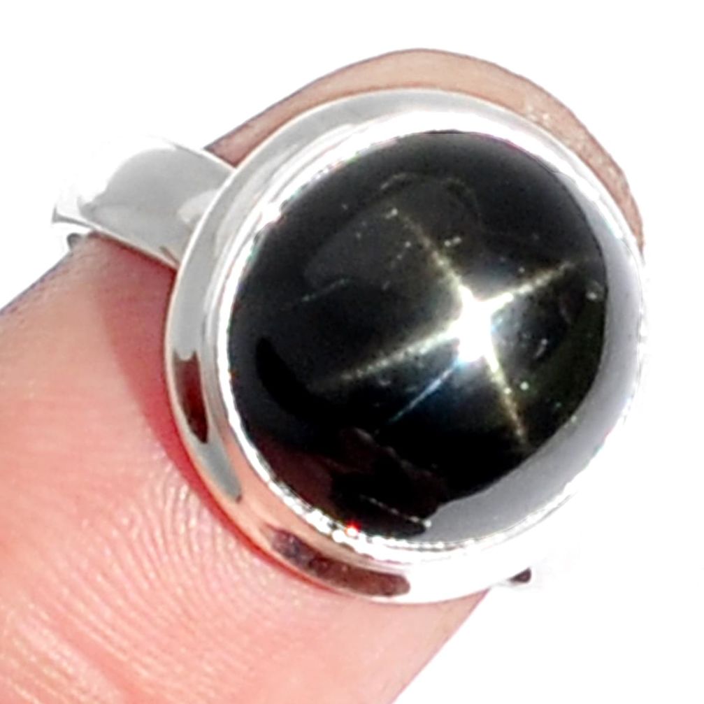 6.77cts natural black star 925 sterling silver ring jewelry size 6.5 m63291