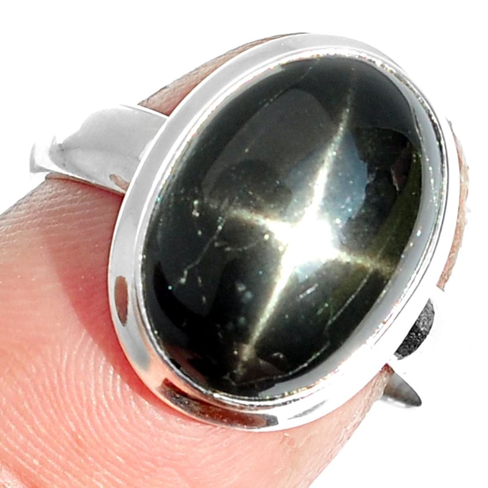 6.28cts natural black star 925 sterling silver ring jewelry size 7 m63295