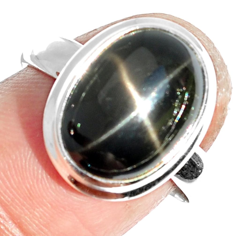 6.50cts natural black star 925 sterling silver ring jewelry size 7.5 m63296