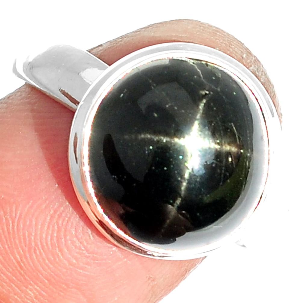 6.90cts natural black star 925 sterling silver ring jewelry size 7.5 m63306