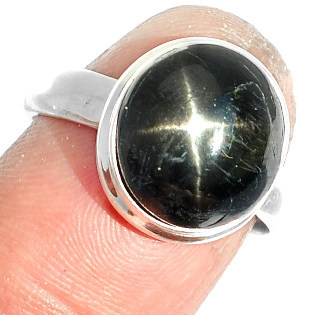 6.46cts natural black star 925 sterling silver ring jewelry size 7 m63320