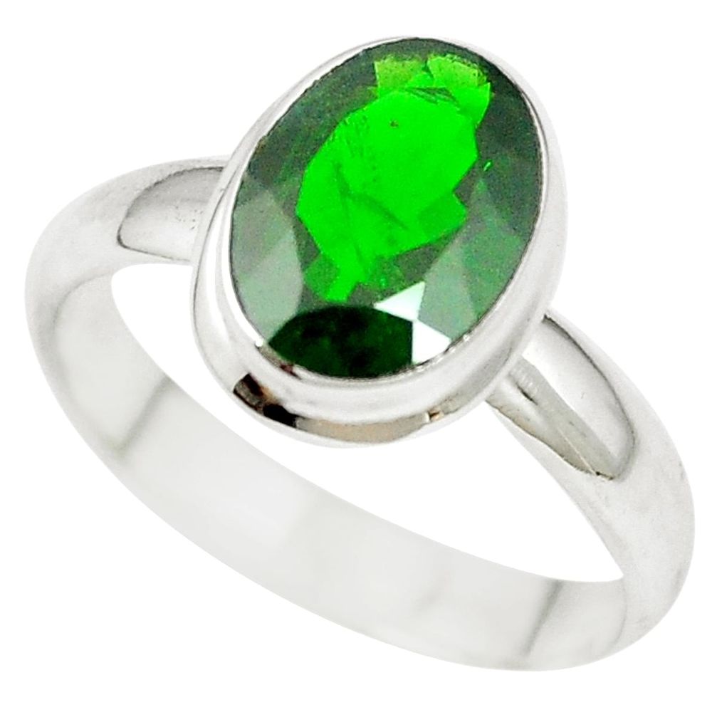 4.47cts natural faceted chrome diopside 925 sterling silver ring size 8.5 m63323