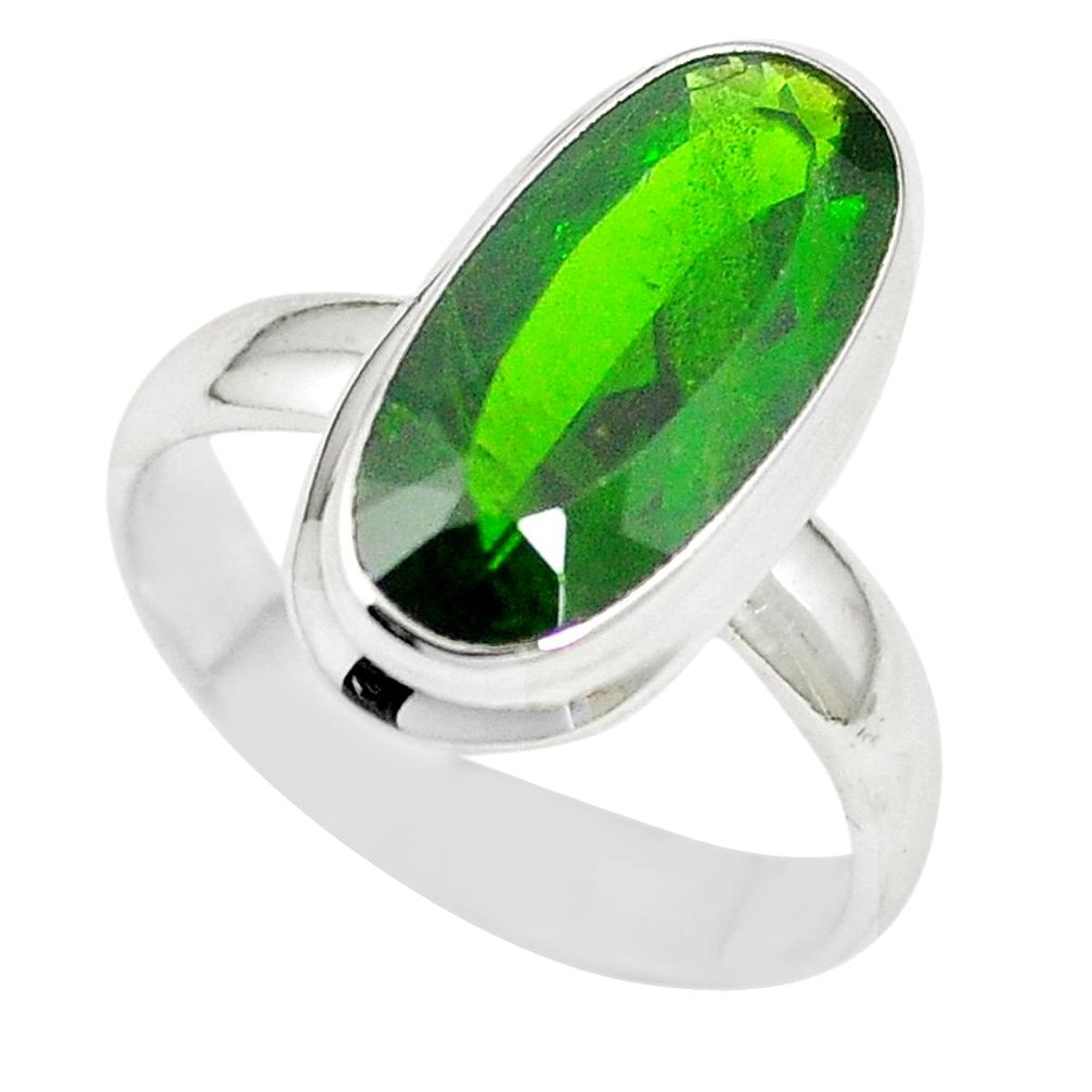 7.50cts natural faceted chrome diopside 925 sterling silver ring size 6.5 m63328