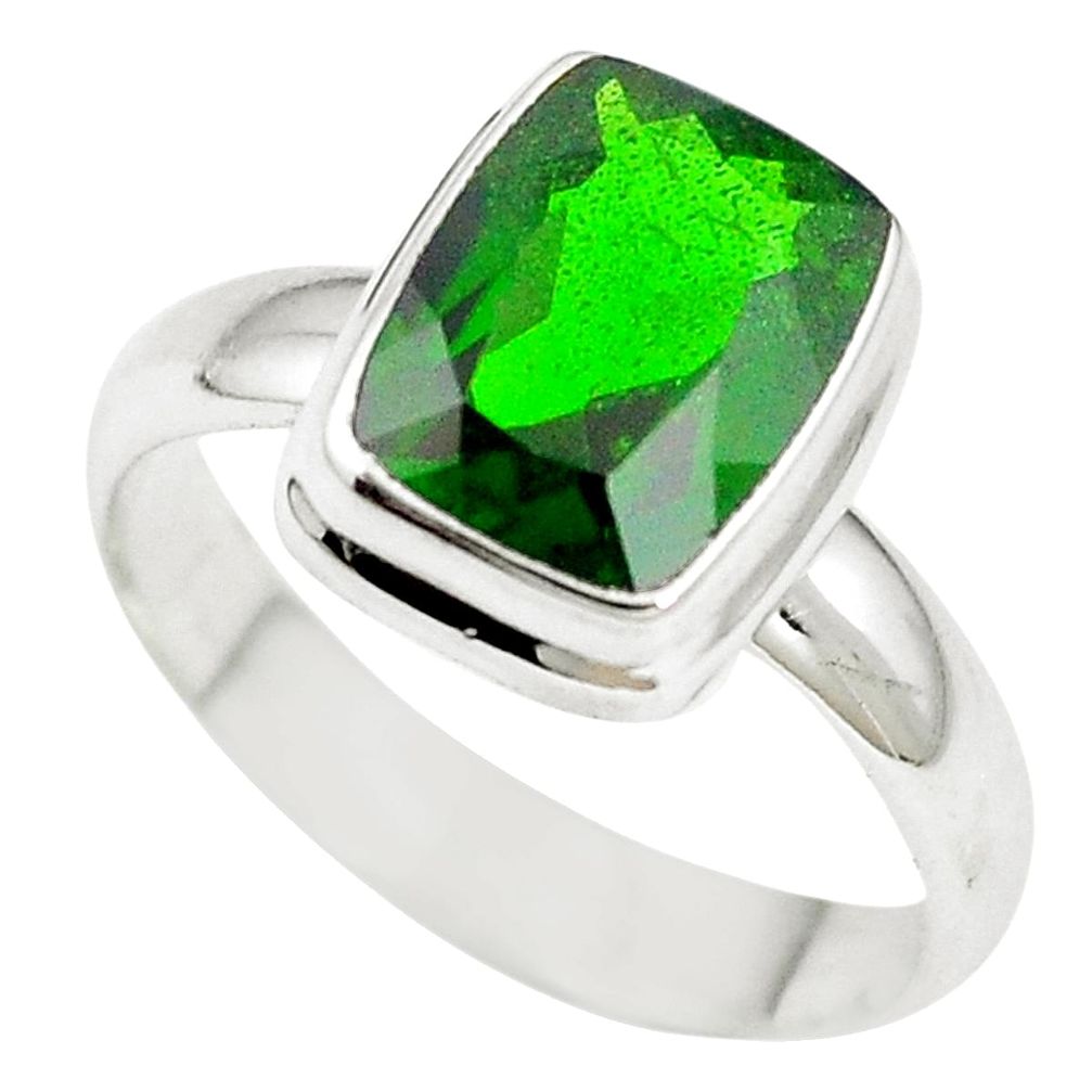 4.68cts natural faceted chrome diopside 925 sterling silver ring size 7 m63329