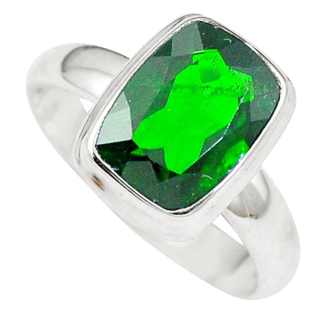 4.69cts natural faceted chrome diopside 925 sterling silver ring size 7.5 m63331