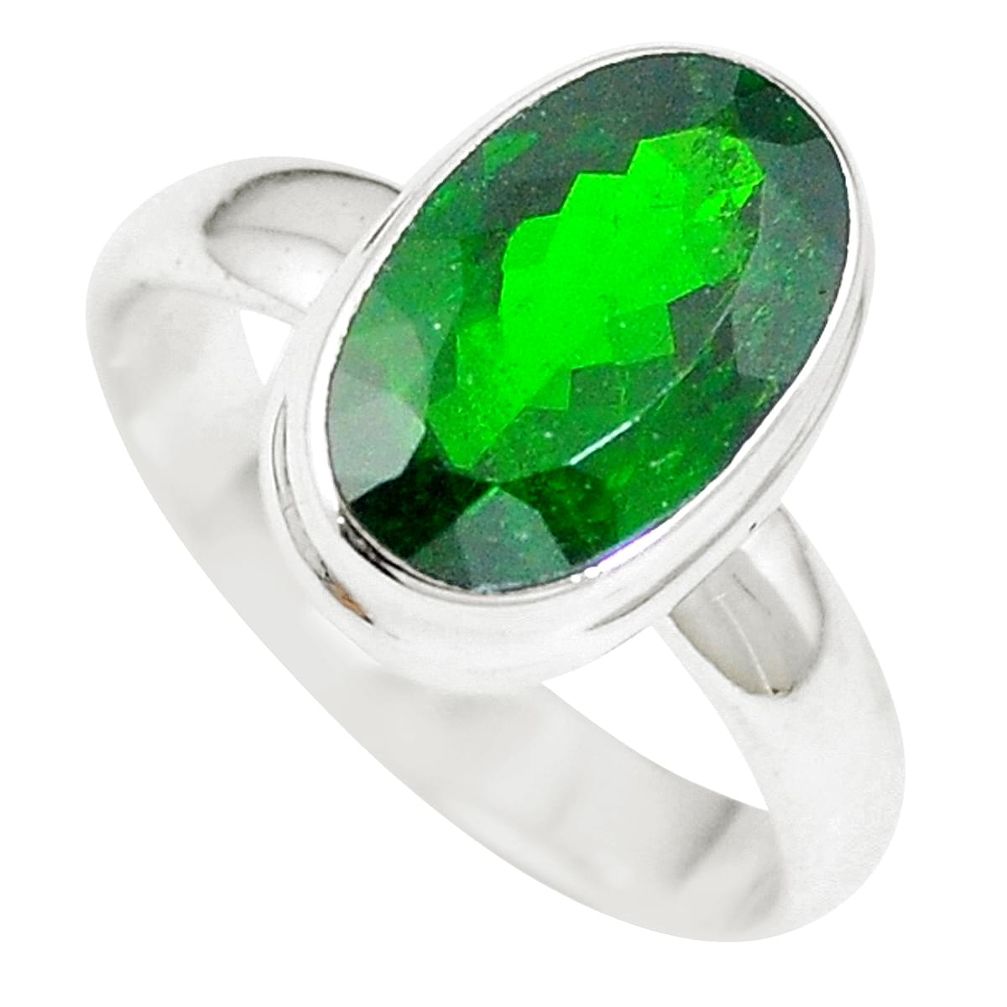 4.22cts natural faceted chrome diopside 925 sterling silver ring size 6.5 m63334