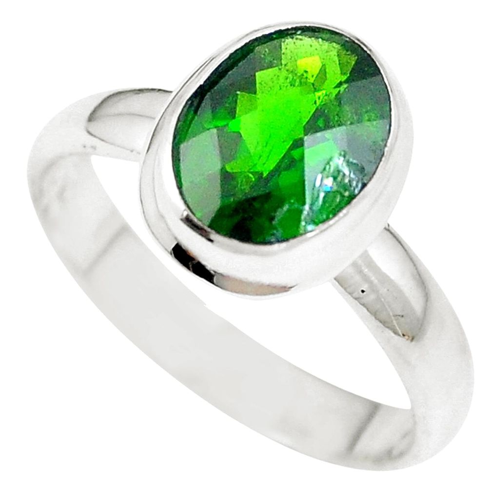 4.48cts natural faceted chrome diopside 925 sterling silver ring size 8.5 m63335