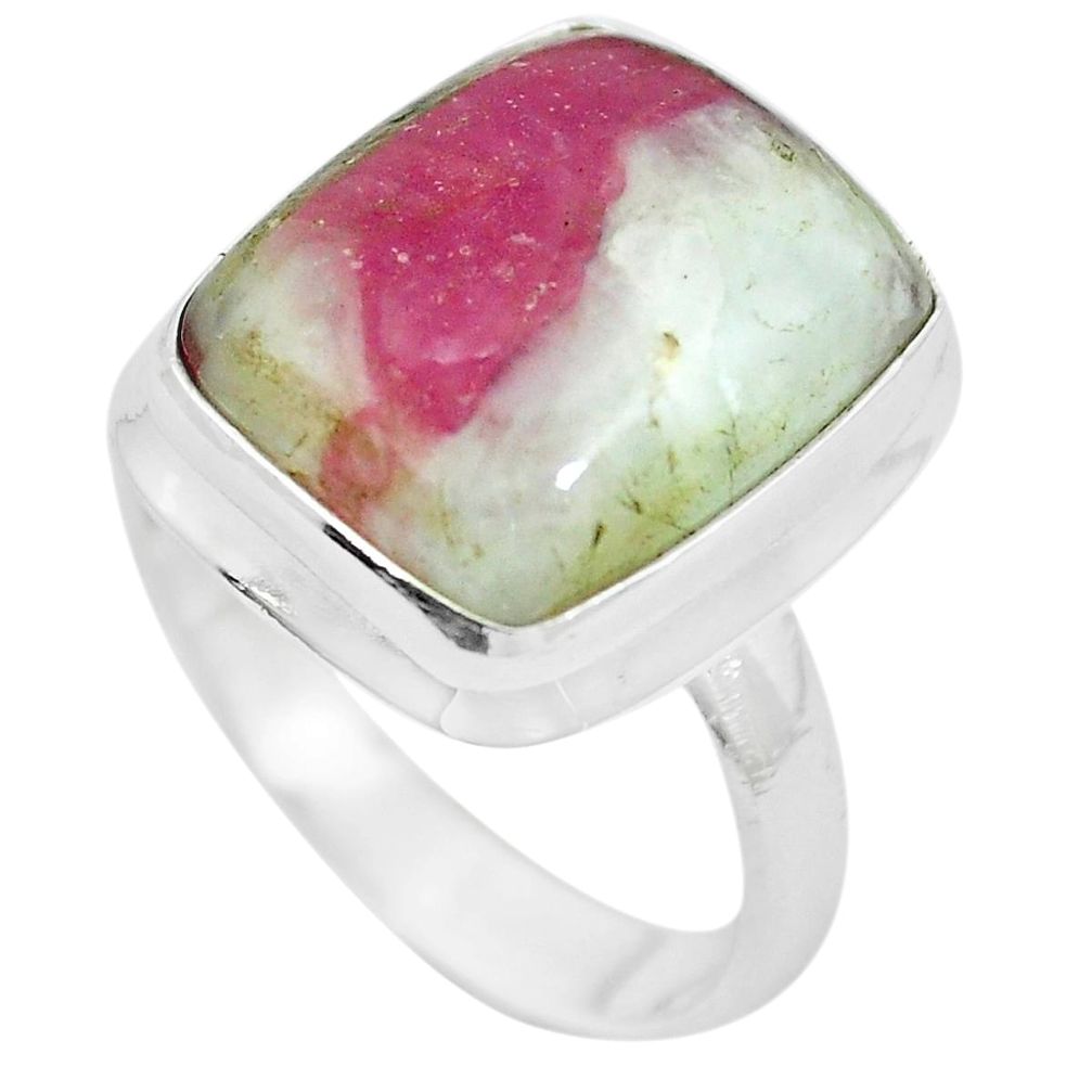 925 sterling silver natural pink tourmaline in quartz ring size 6 m63438