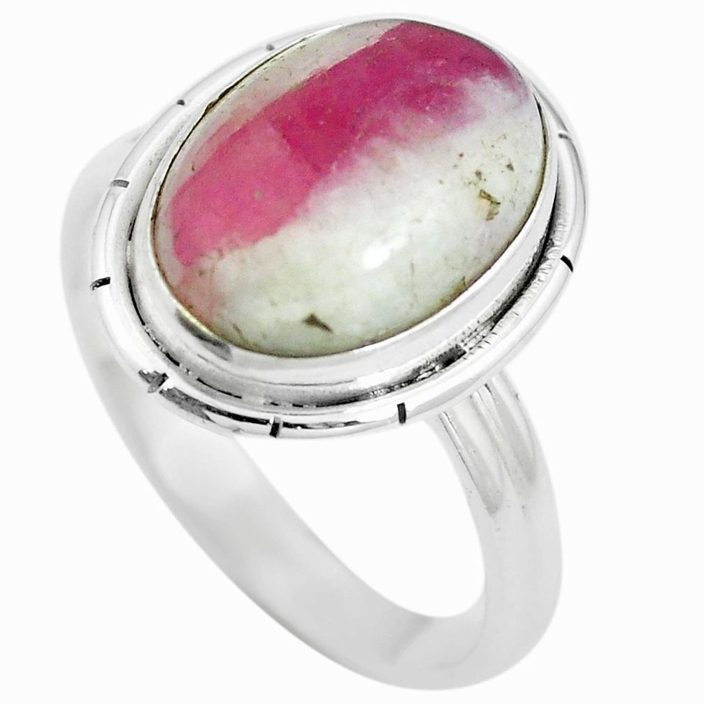 925 sterling silver natural pink tourmaline in quartz ring jewelry size 9 m63440