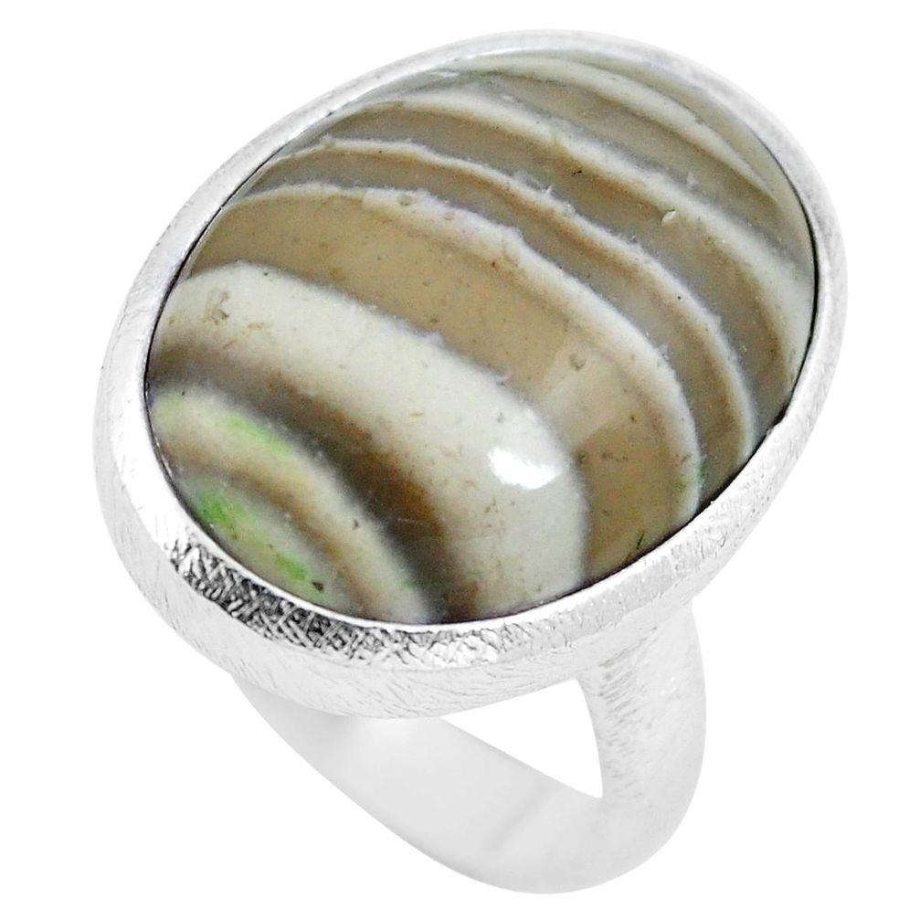 18.46cts natural grey striped flint ohio 925 sterling silver ring size 9 m63622