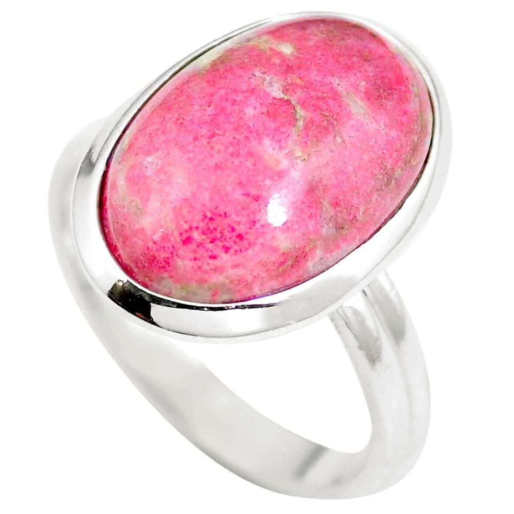 9.04cts natural thulite (unionite, pink zoisite) 925 silver ring size 7.5 m63643