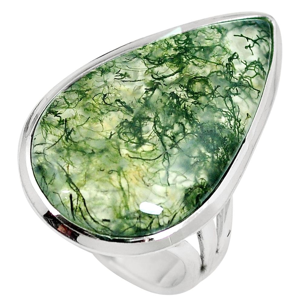 18.70cts natural green moss agate 925 sterling silver ring jewelry size 7 m63727