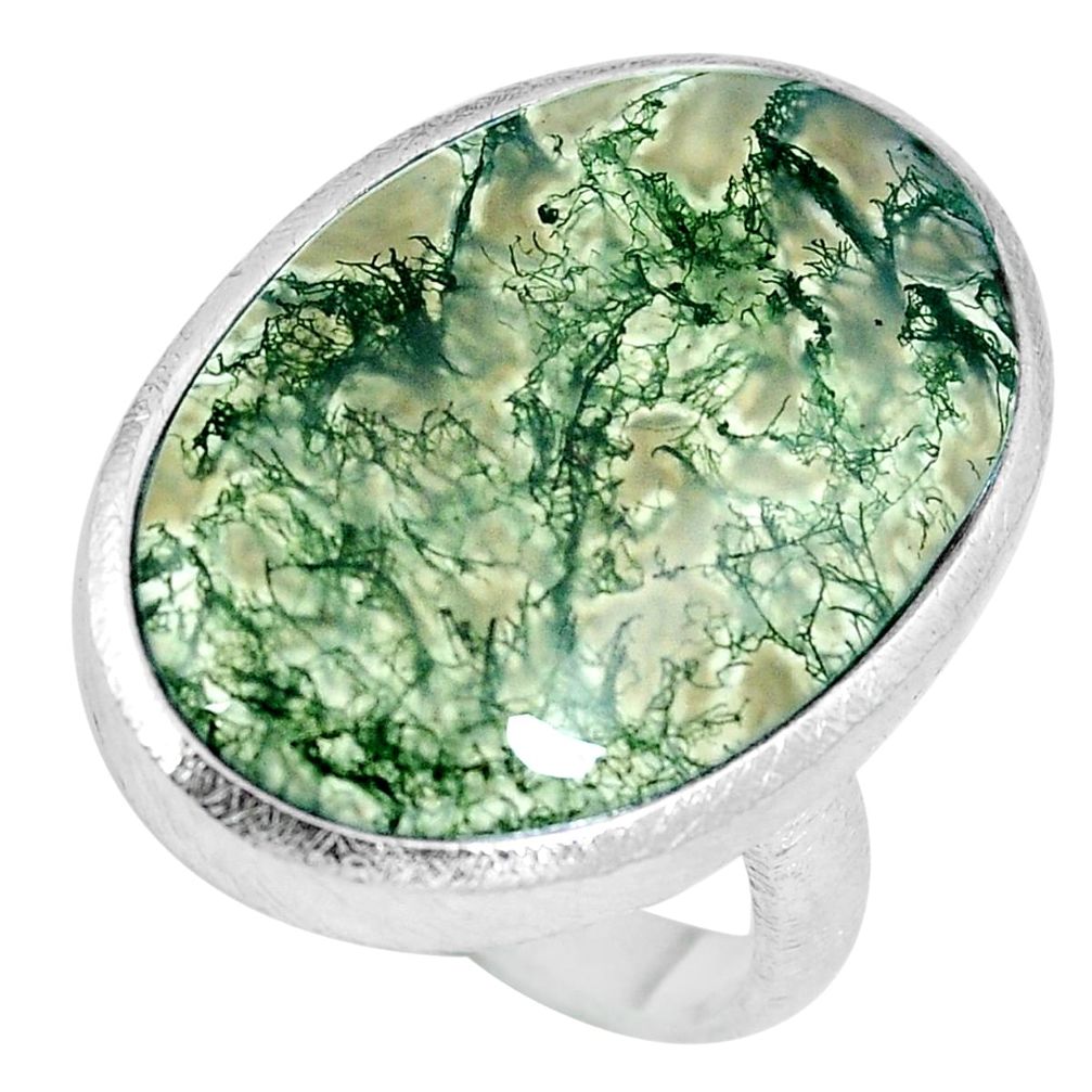 22.23cts natural green moss agate 925 sterling silver ring jewelry size 9 m63739
