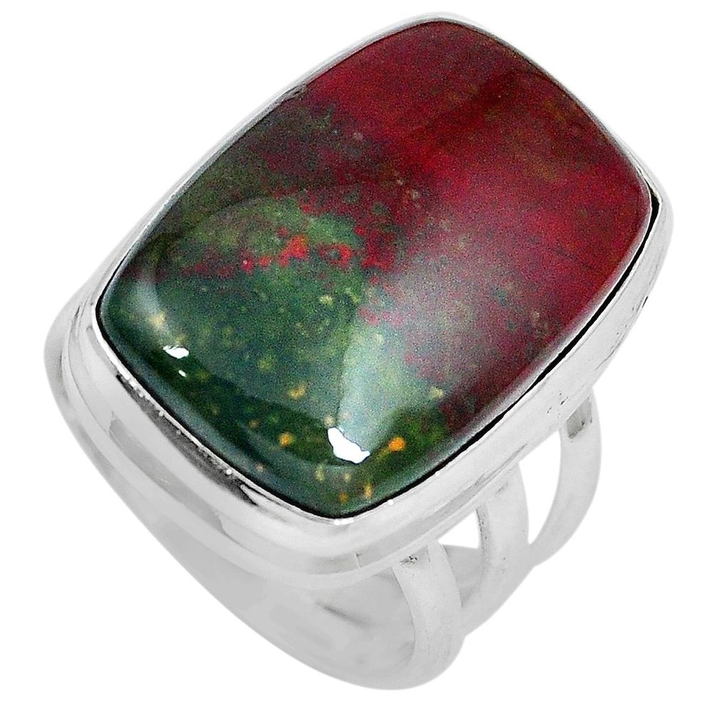 20.58cts natural bloodstone african (heliotrope) 925 silver ring size 5.5 m63746