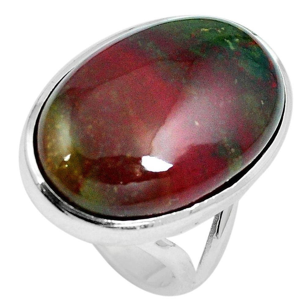 18.70cts natural bloodstone african (heliotrope) 925 silver ring size 6 m63750