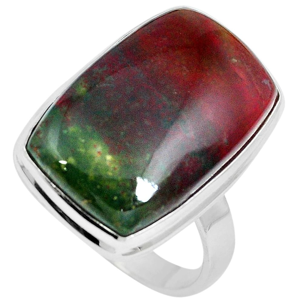 20.65cts natural bloodstone african (heliotrope) 925 silver ring size 10 m63757