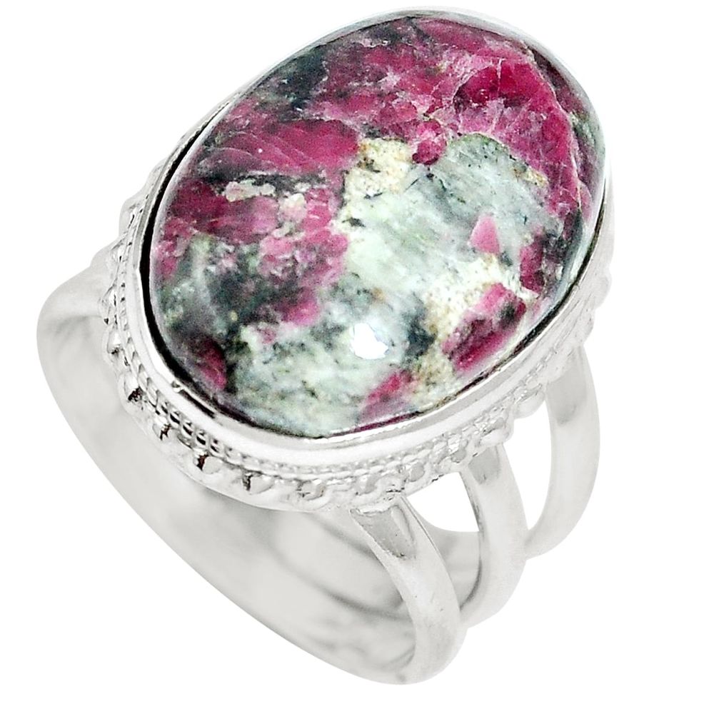 17.69cts natural pink eudialyte 925 sterling silver ring jewelry size 6.5 m63790