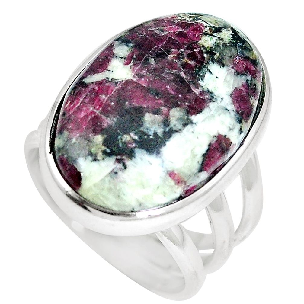 19.53cts natural pink eudialyte 925 sterling silver ring jewelry size 7.5 m63796