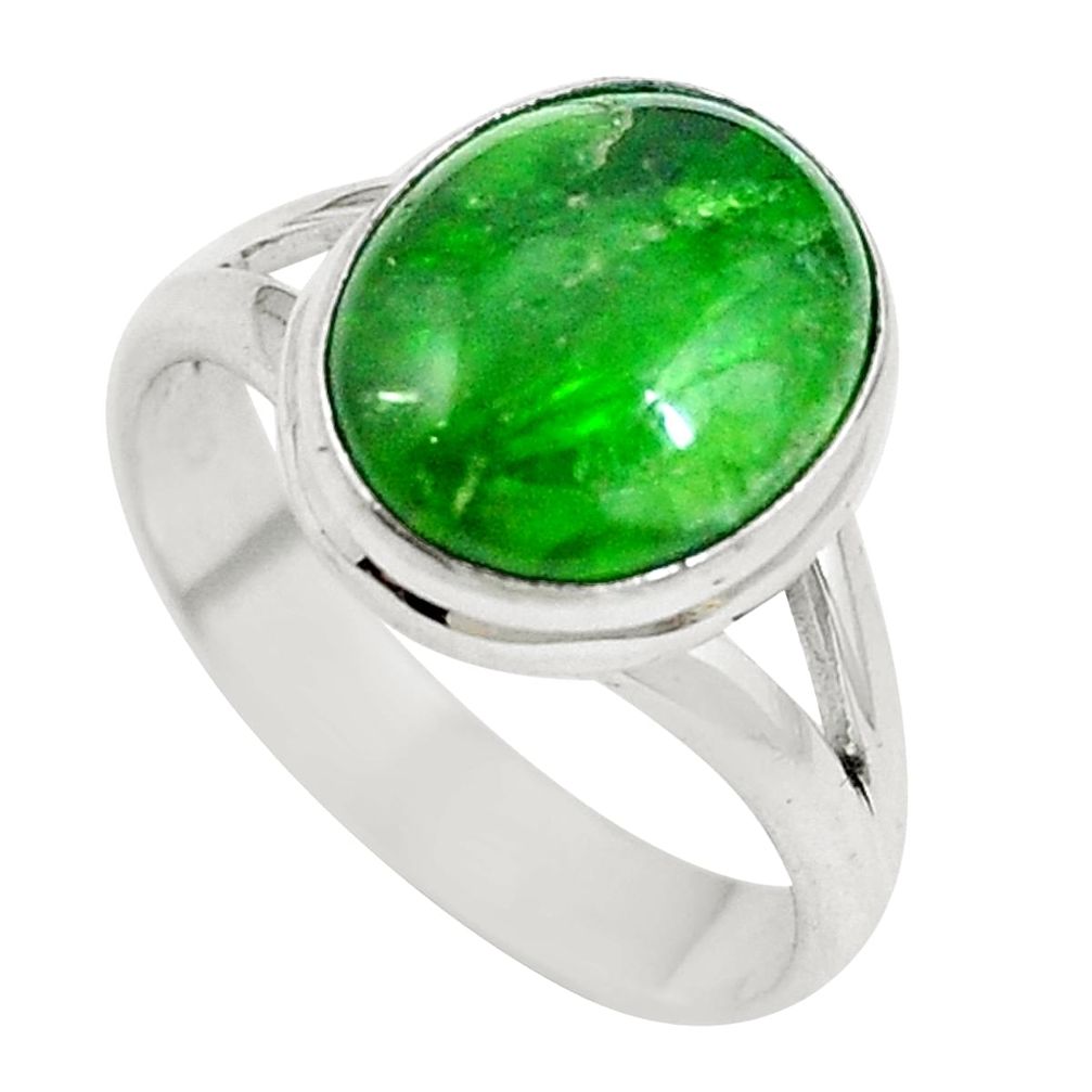 5.10cts natural green chrome diopside 925 sterling silver ring size 7.5 m64841