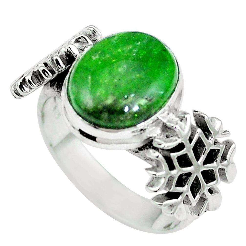 5.67cts natural green chrome diopside 925 sterling silver ring size 8.5 m64842