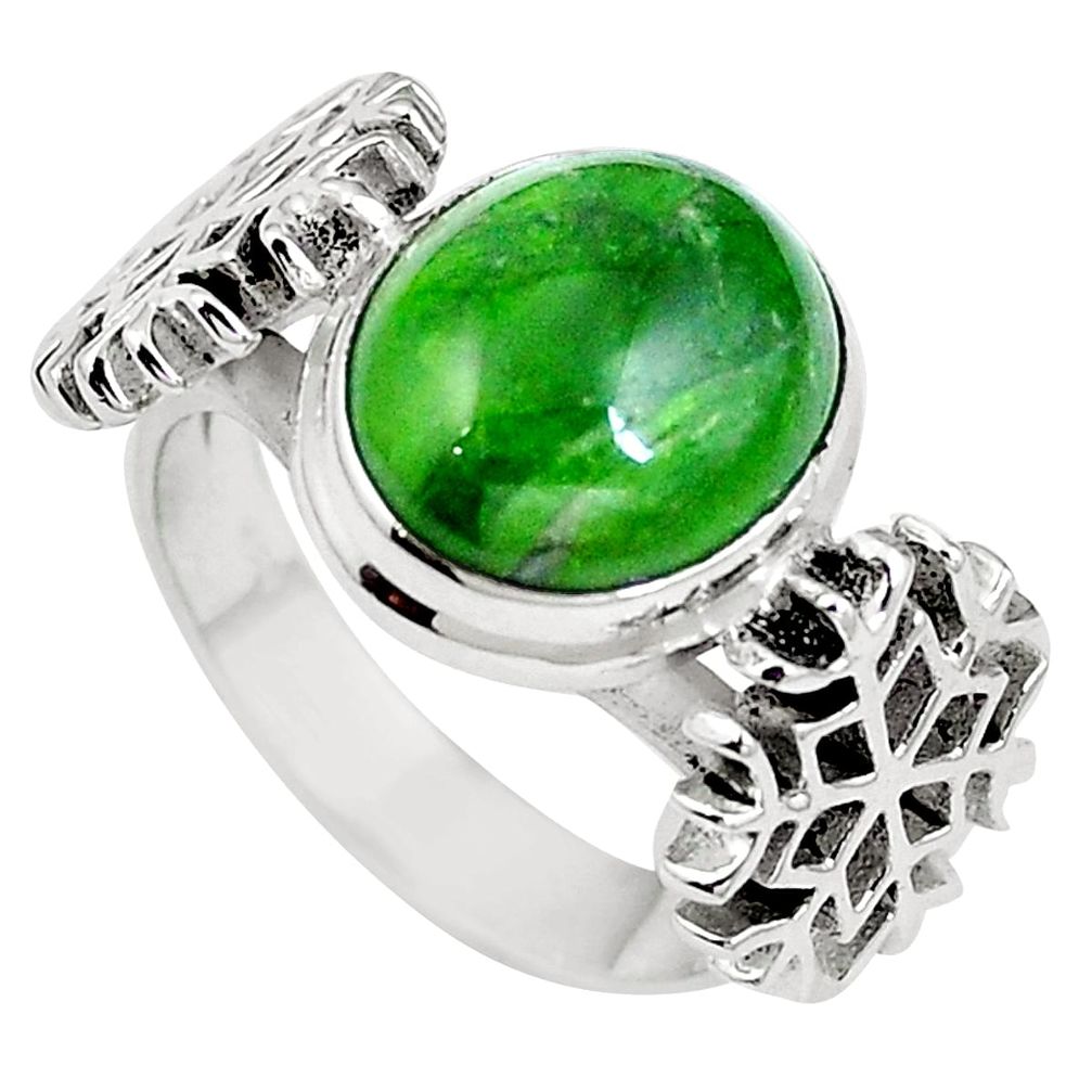 4.96cts natural green chrome diopside 925 sterling silver ring size 6.5 m64843