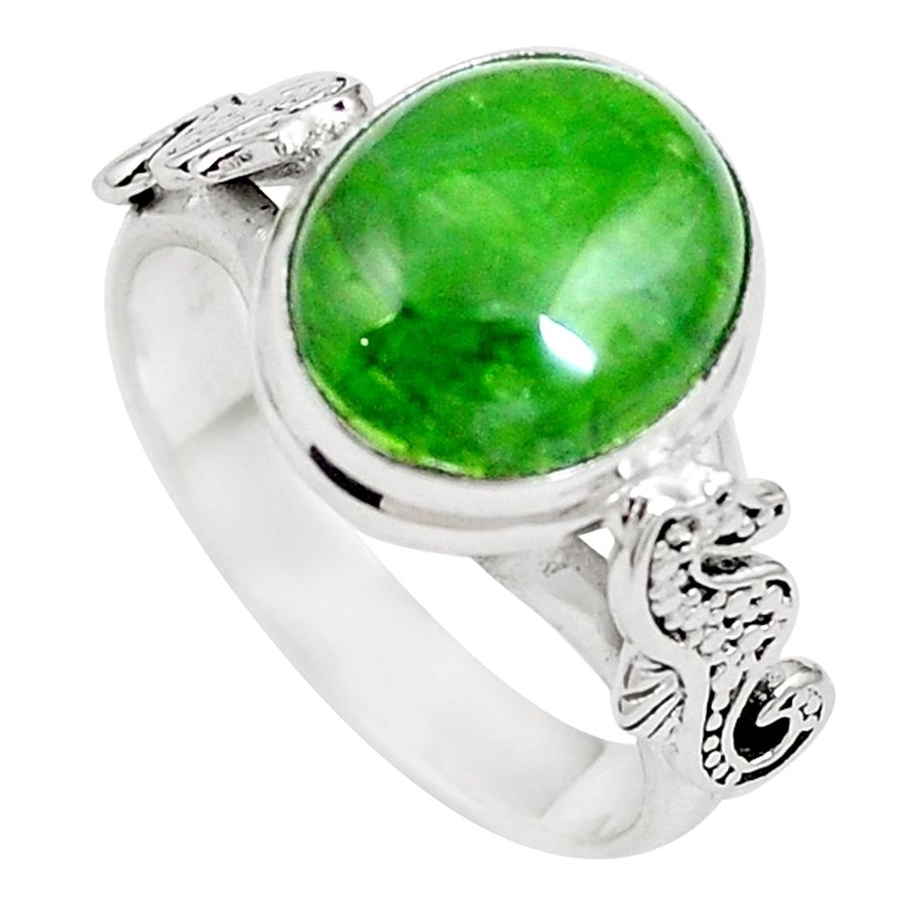 5.10cts natural green chrome diopside 925 silver seahorse ring size 8.5 m64846