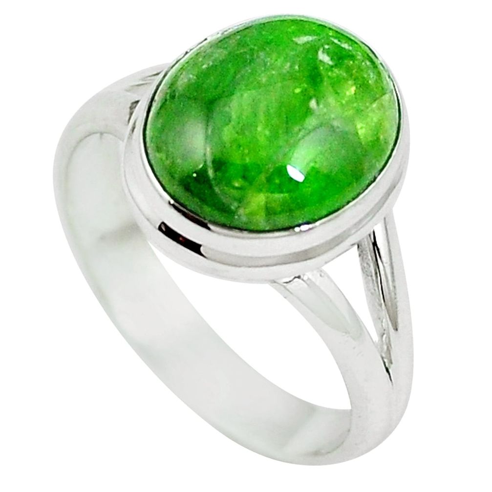 5.36cts natural green chrome diopside 925 sterling silver ring size 8 m64847