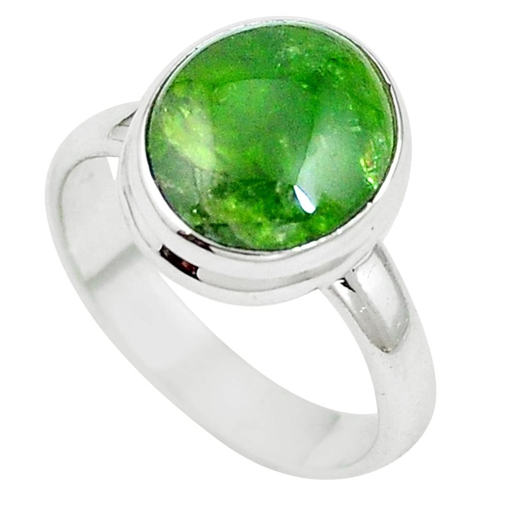 4.94cts natural green chrome diopside 925 sterling silver ring size 7 m64848