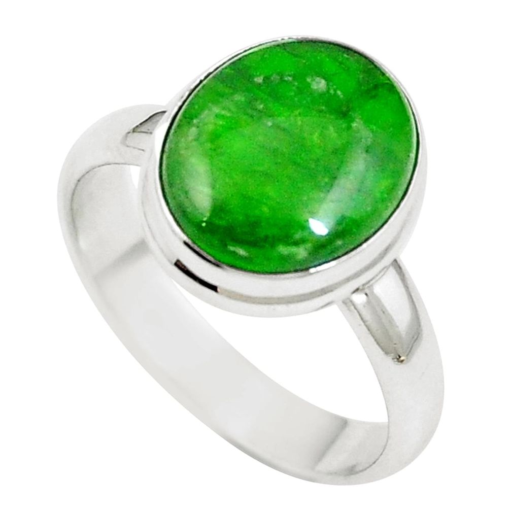 4.94cts natural green chrome diopside 925 sterling silver ring size 7.5 m64851