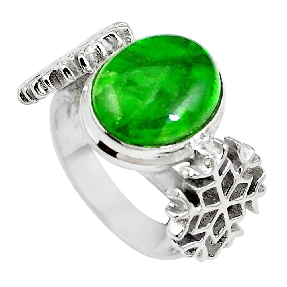 4.96cts natural green chrome diopside 925 sterling silver ring size 6.5 m64855