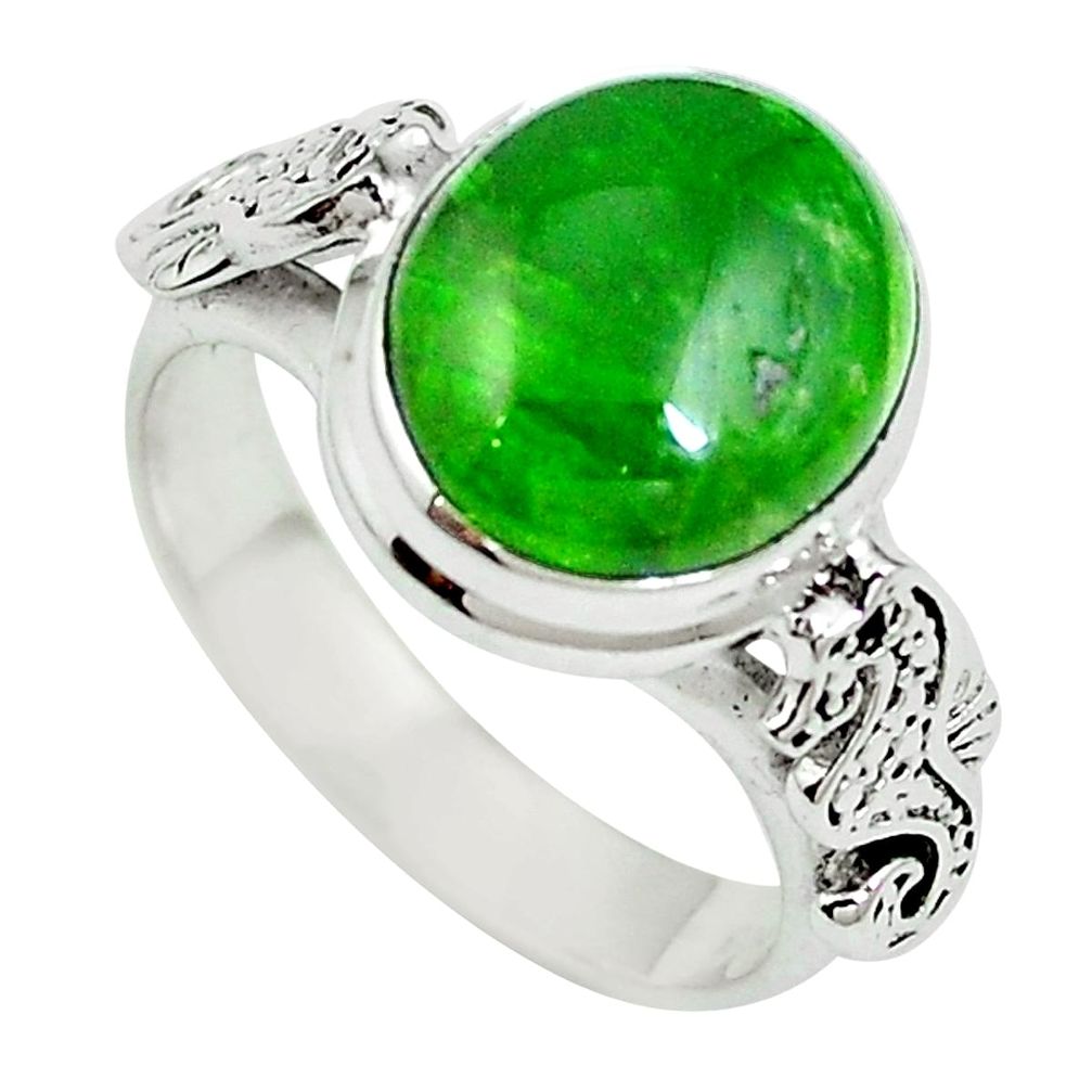5.47cts natural green chrome diopside 925 silver seahorse ring size 7 m64856