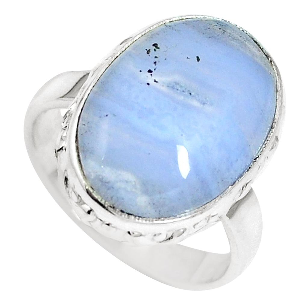 Natural blue lace agate 925 sterling silver ring jewelry size 8 m65039