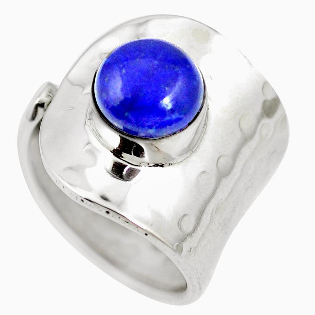 Natural blue lapis lazuli 925 silver adjustable ring jewelry size 7 m65358