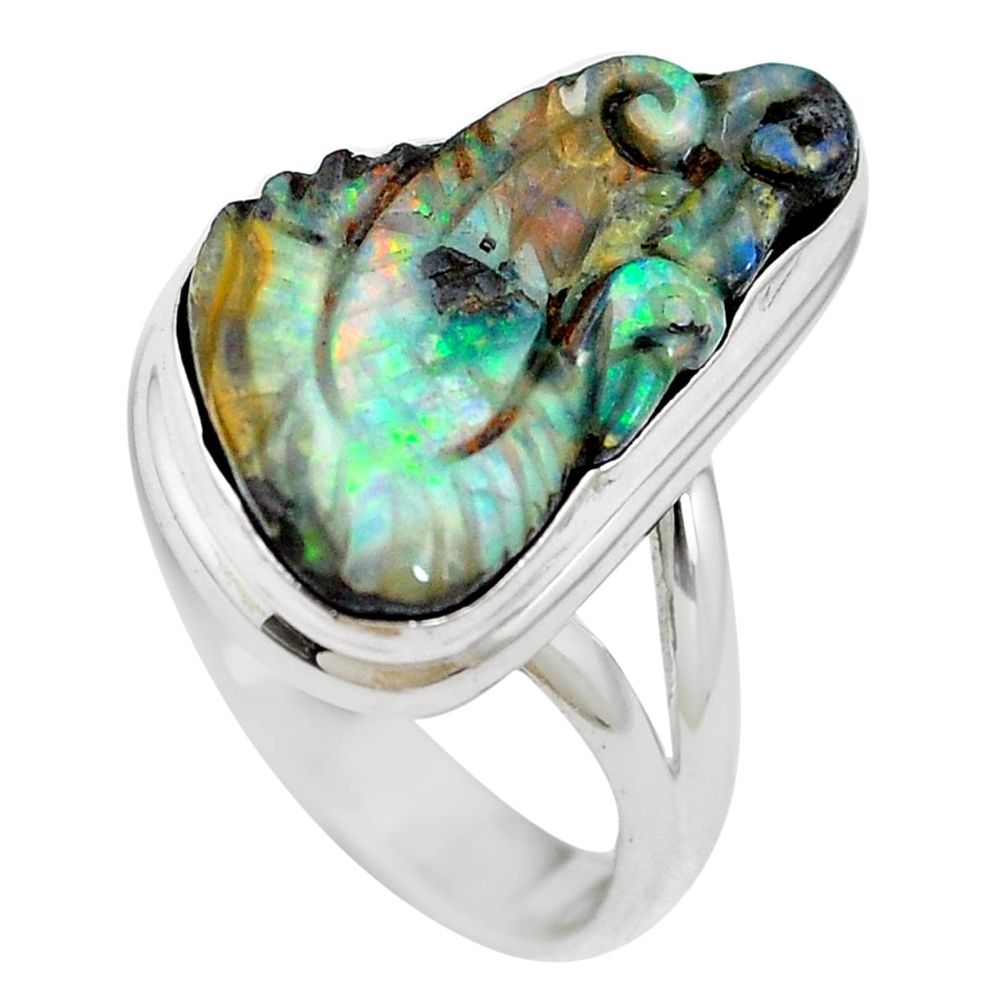 Natural brown boulder opal 925 sterling silver ring jewelry size 7 m65811
