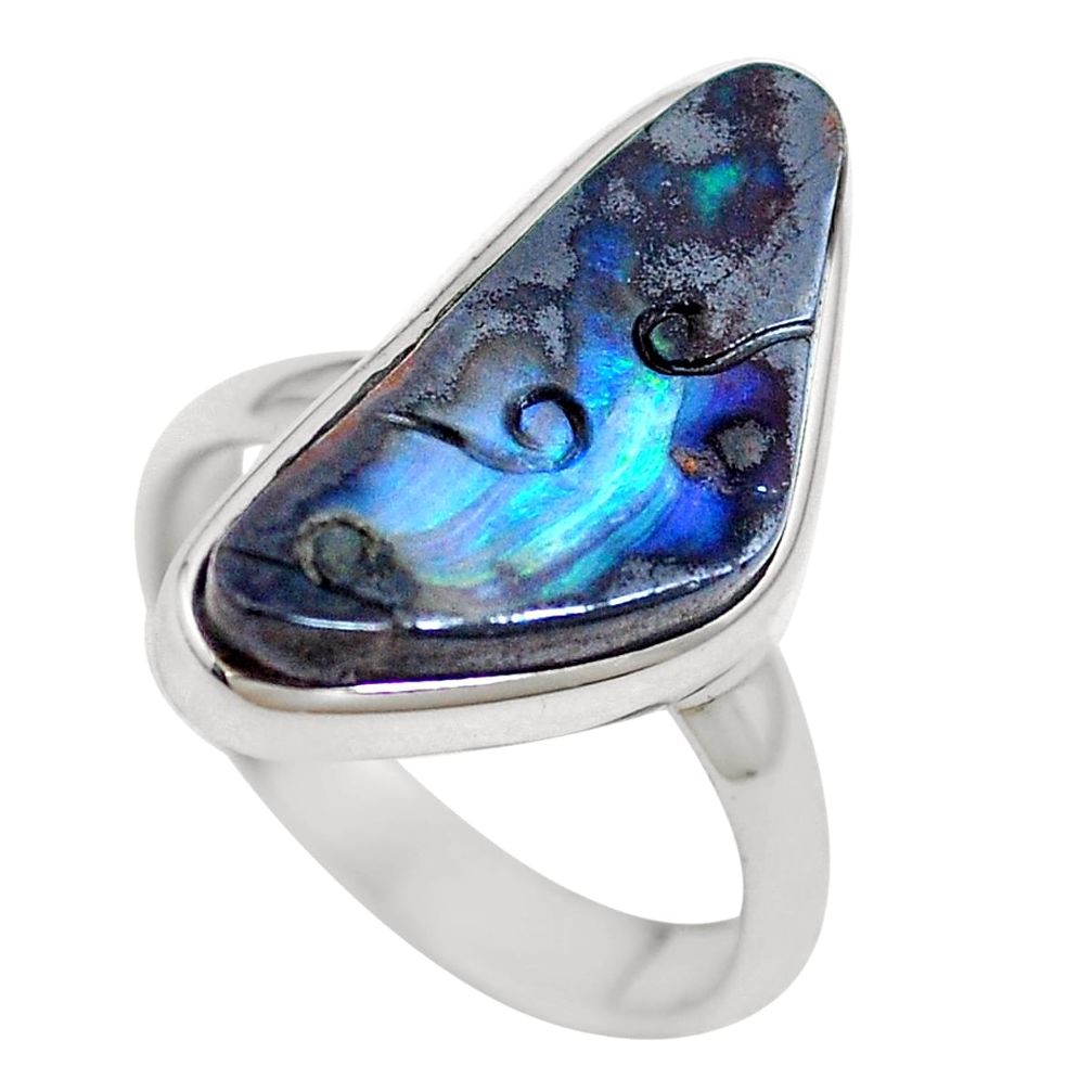 925 sterling silver natural brown boulder opal ring jewelry size 8 m65815