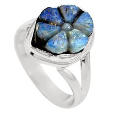 Natural brown boulder opal 925 sterling silver ring size 8 m65818