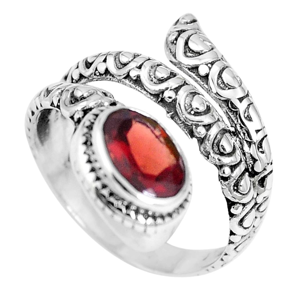 Natural red garnet 925 sterling silver adjustable ring size 6.5 m66532
