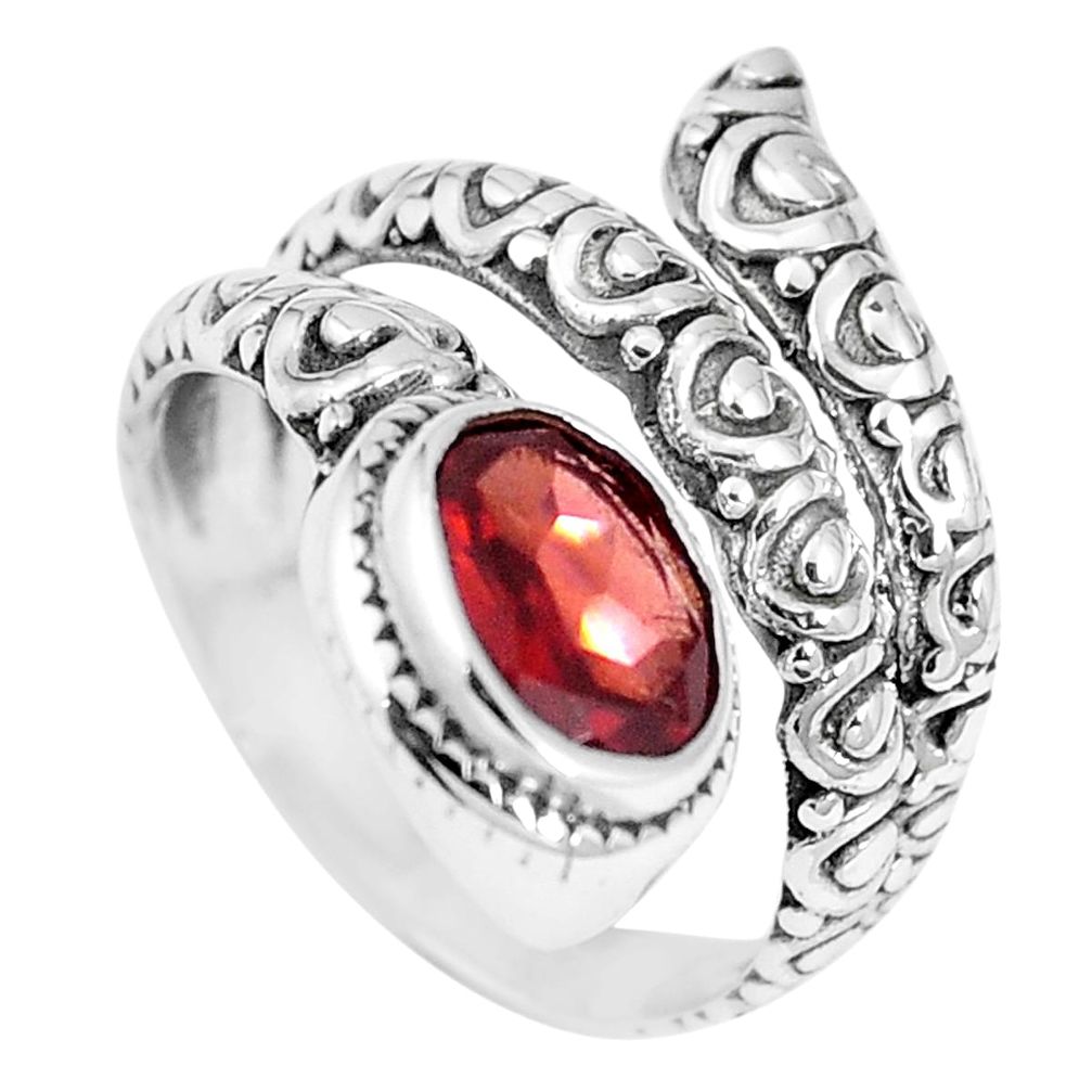 925 sterling silver natural red garnet adjustable ring jewelry size 5.5 m66537