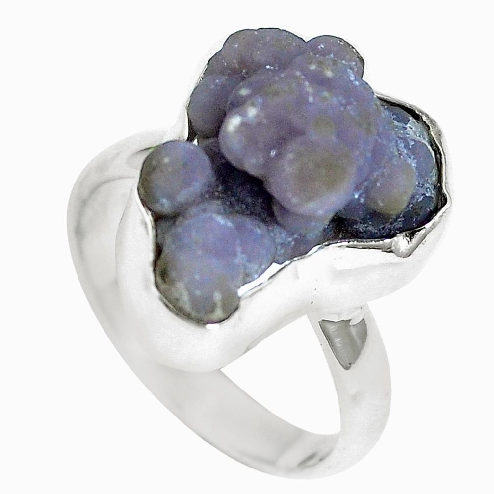 Natural purple grape chalcedony 925 sterling silver ring size 8 m66542