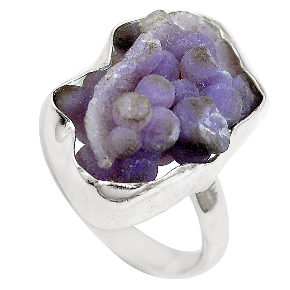 Natural purple grape chalcedony 925 sterling silver ring size 8.5 m66553