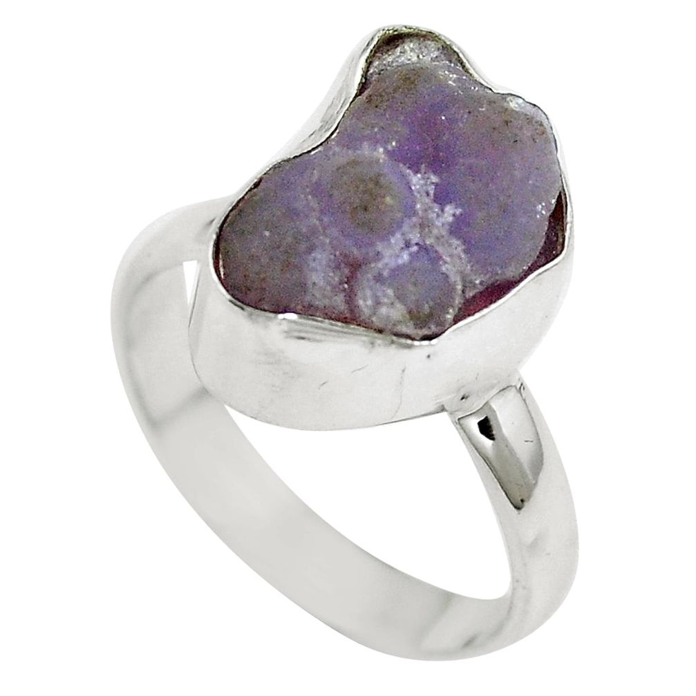 Natural purple grape chalcedony 925 sterling silver ring size 8 m66556