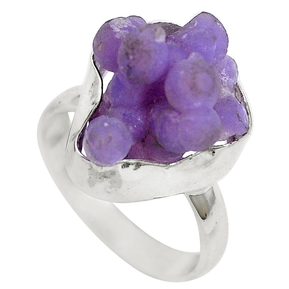 Natural purple grape chalcedony 925 sterling silver ring size 8.5 m66563