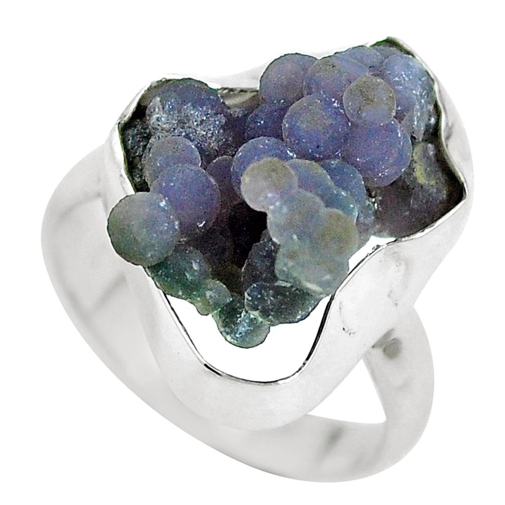 Natural purple grape chalcedony 925 silver ring jewelry size 7.5 m66577