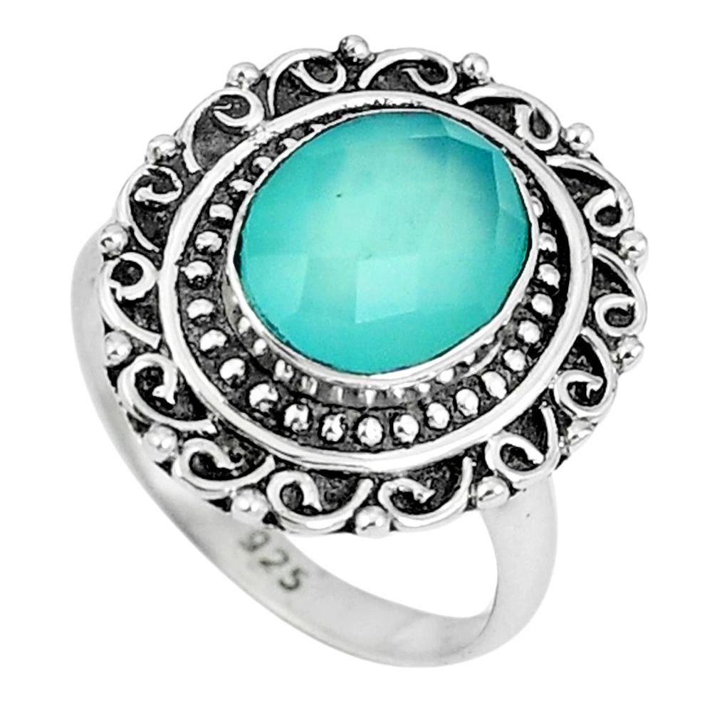 925 sterling silver natural aqua chalcedony ring jewelry size 7 m67370