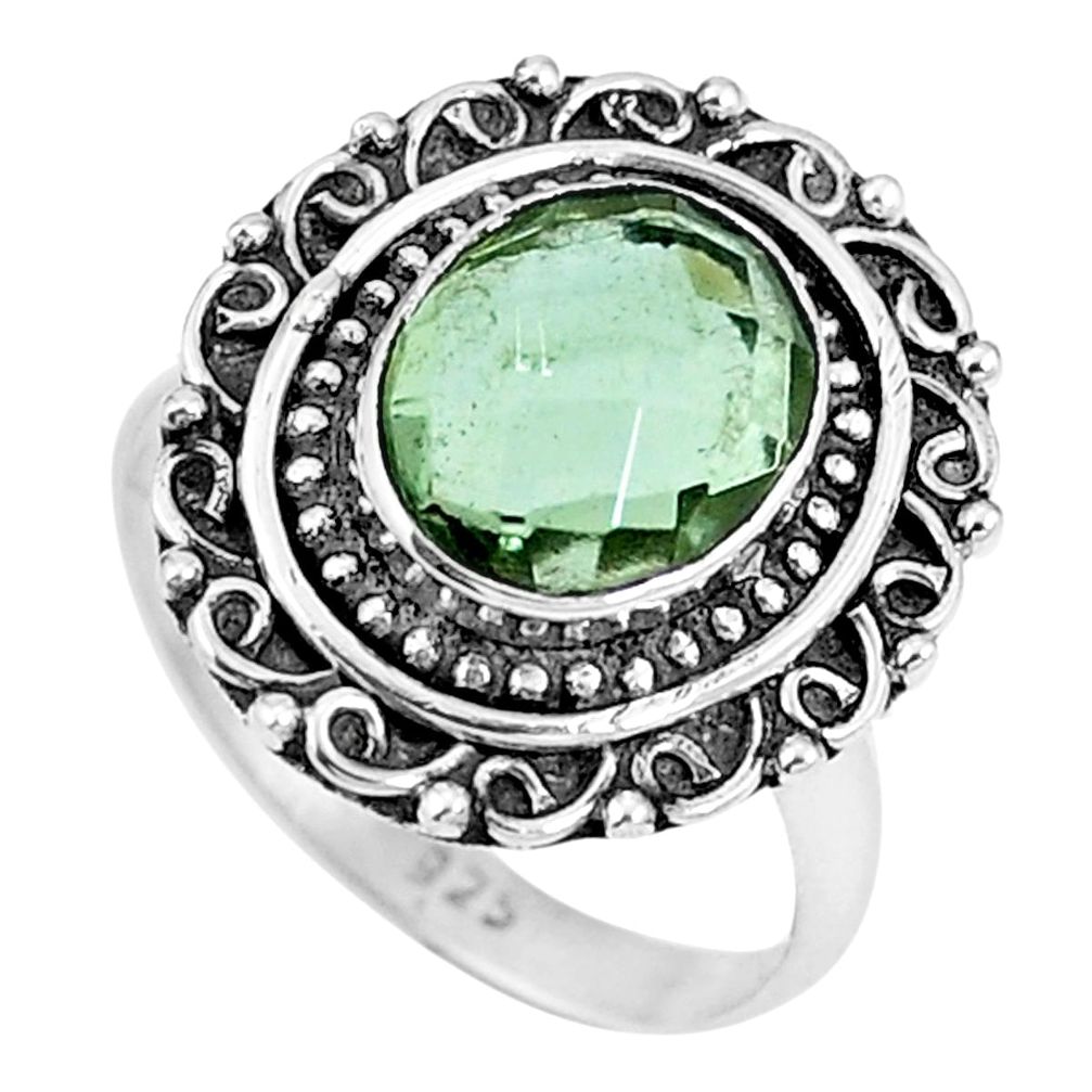 925 sterling silver natural green amethyst oval ring jewelry size 7 m67375
