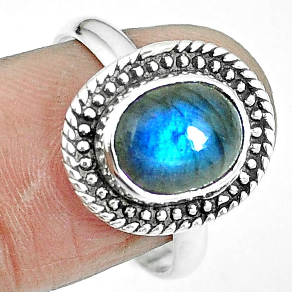 925 sterling silver natural blue labradorite ring jewelry size 7.5 m67416