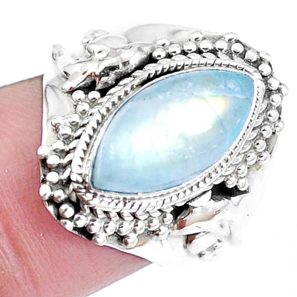 Natural rainbow moonstone 925 sterling silver ring jewelry size 7 m67683