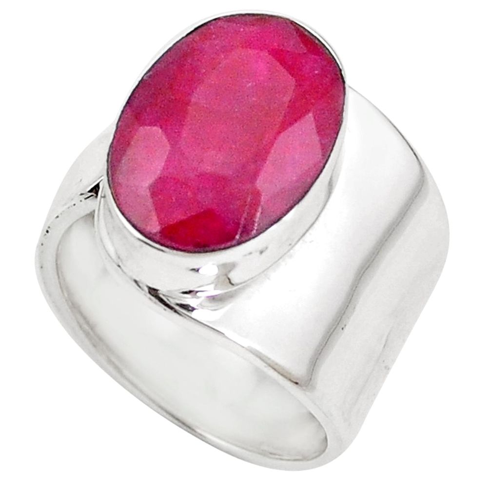 Natural red ruby 925 sterling silver adjustable ring size 7.5 m67701