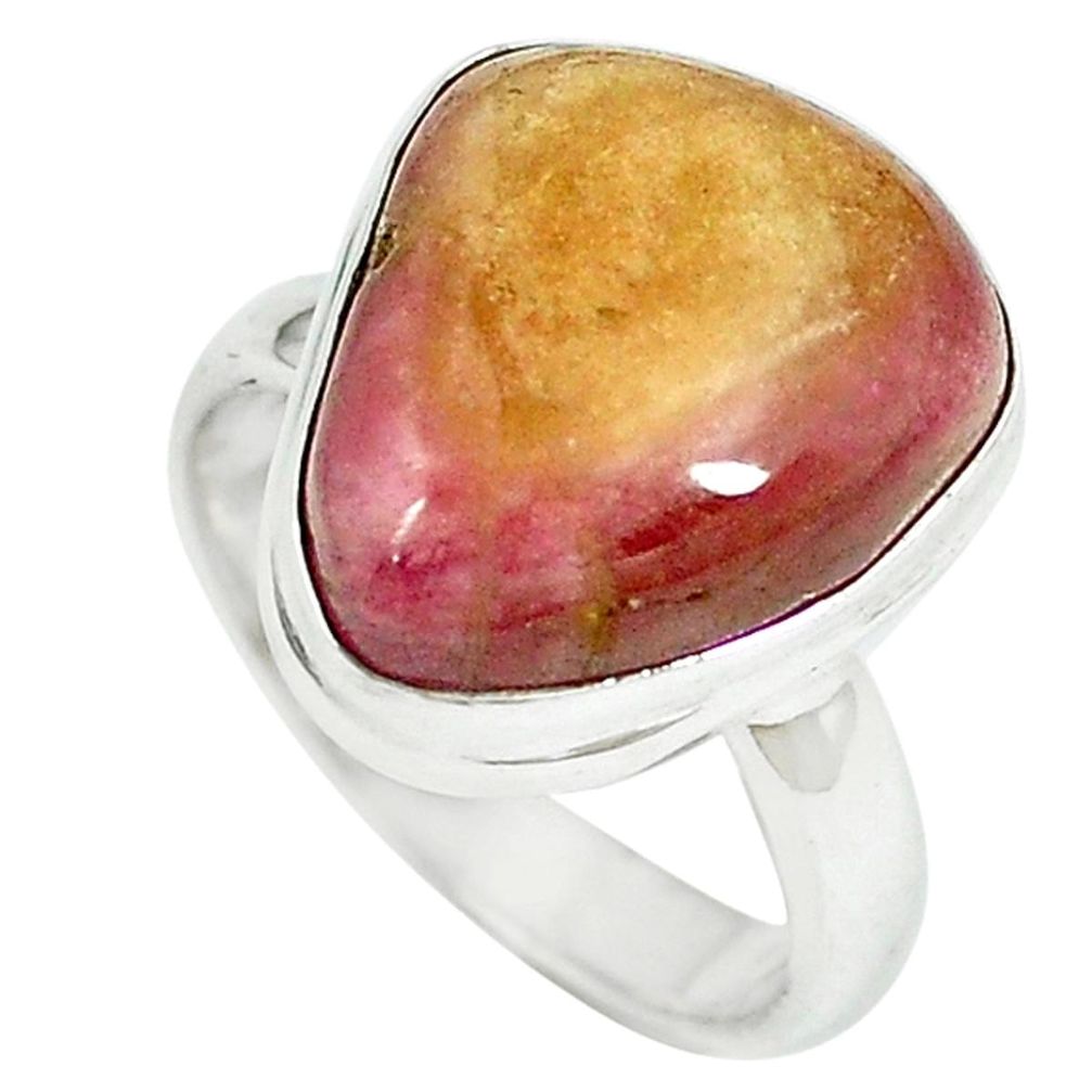 Natural pink bio tourmaline 925 sterling silver ring jewelry size 6 m6771